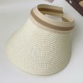 thumbnail image 4 of Eoperou Women Cap Contrast Colors Washable Sunscreen Durable Firm Stitching Big Brim Breathable Adjustable Empty Top Straw Hat Headwear, 4 of 8