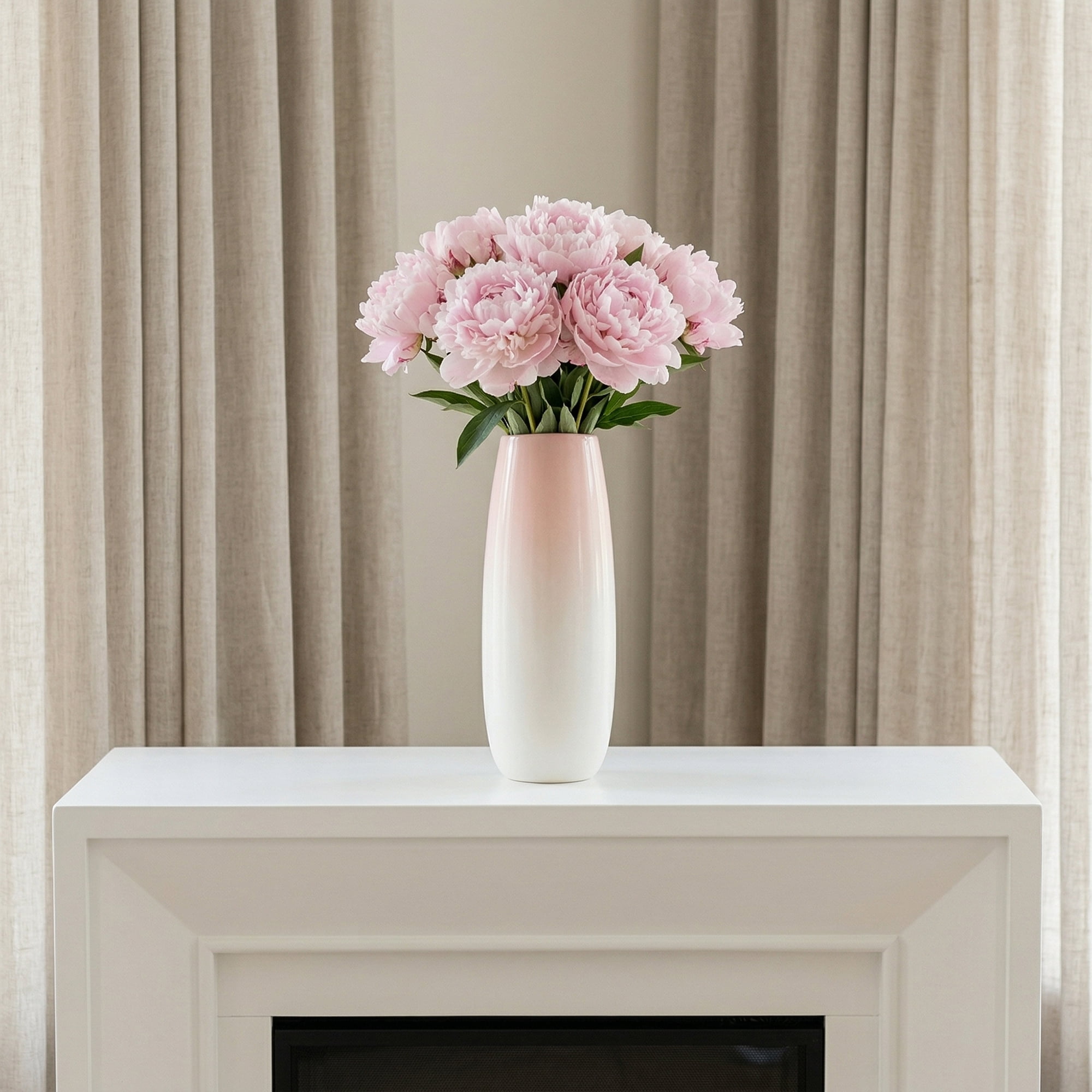 Unique Bargains Tall Ceramic Pleated Geometric Centerpieces White 3.4"L x 3.4"W x 9.4"H