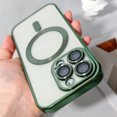 thumbnail image 3 of Designed for iPhone 11 Pro Max Case Clear Magnetic Compatible with MagSafe, Thin Slim Transparent Non Yellowing, Hybrid Soft Silicone Bumper & Hard Plastic Protective Plating Phone Cover, Darkgreen, 3 of 11