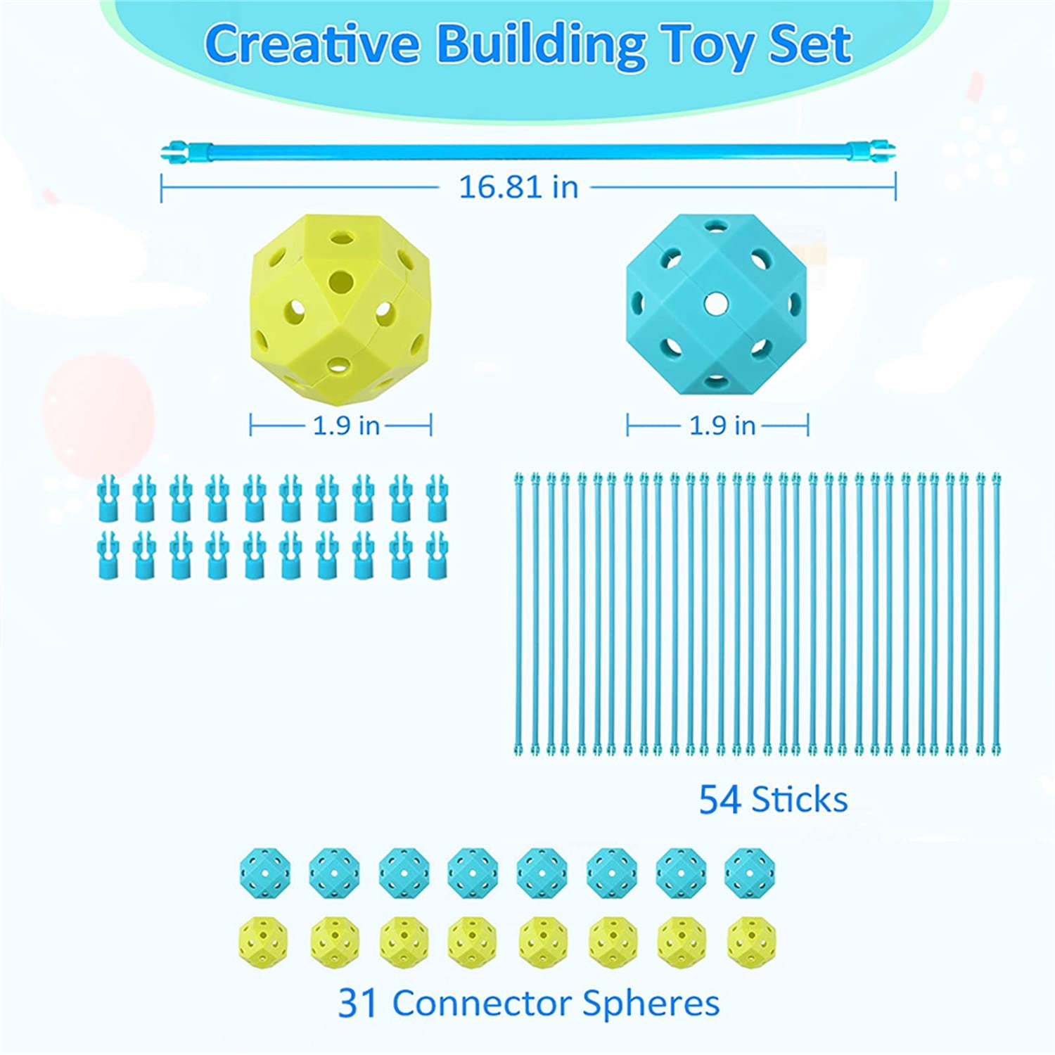 CIPACHO Kids Fort Building Kit, 85pcs DIY Building Castles Play Tent for Boys Girls, Christmas Gift (Without Curtain)