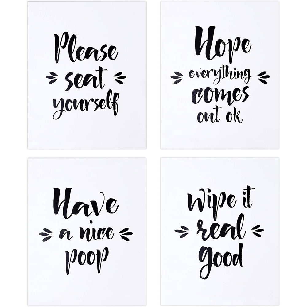 Outshine Funny Bathroom Wall Decor Art Prints (Set of 4) 8"x10