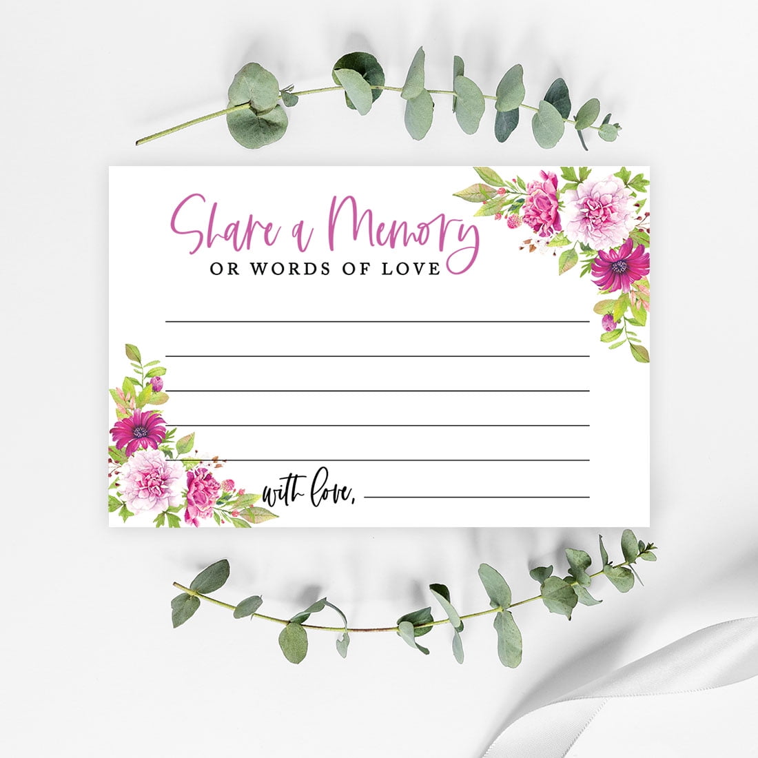 Koyal Wholesale Share a Memory Cards, Fuchsia Florals Cards for Wedding, Life Memories, 4" x 6", 52-Pk