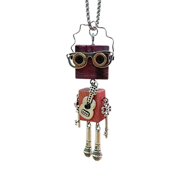 Collar con colgante de robot de vapor, estilo punk, cadena de clavícula, hecho a mano, vintage, regalo creativo. Rosa