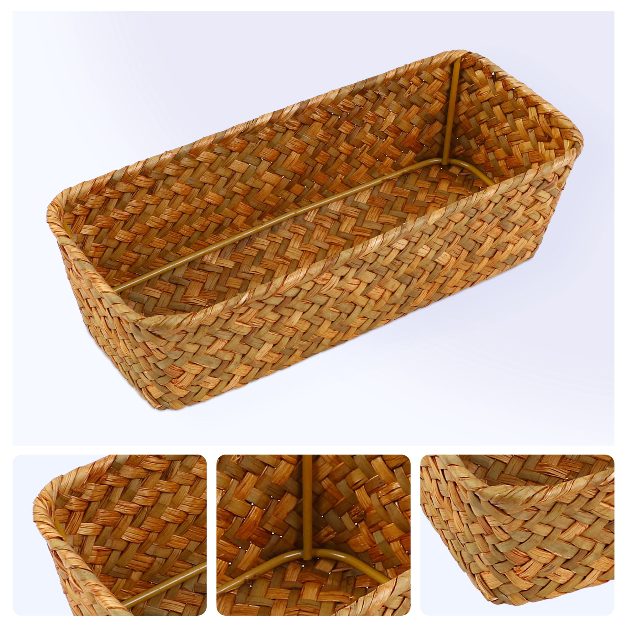 Unique Bargains 1 Pack Wicker Basket for Organizing Storage Cube Brown 9.4*3.9*2.4in