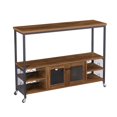 thumbnail image 4 of Rustic Kitchen Island Cart, Modern Wine Bar Cabinet Narrow Console Table with Open Top Shelf and Storage Compartment, Entryway Sideboard with Metal Legs for Living Room or Kitchen, Brown, 4 of 7