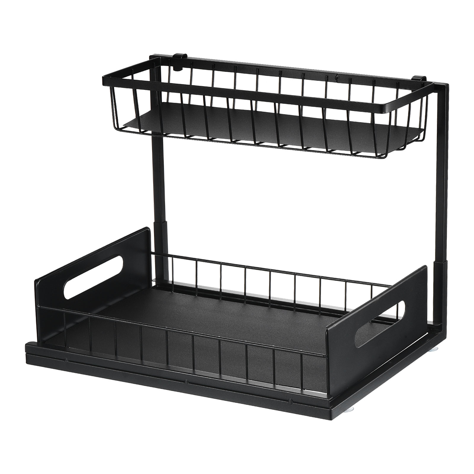 Uxcell 2 Tier Under Sink Organizer Storage Rack Pull Out Sliding Shelf