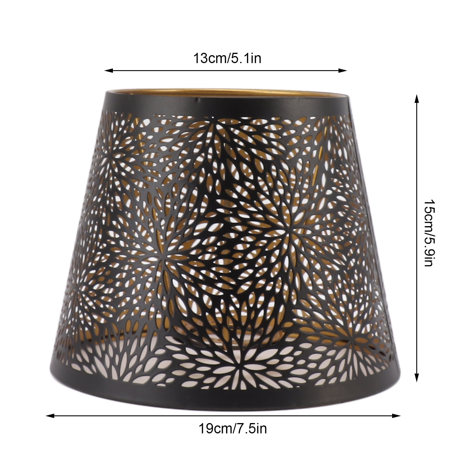Rupoun Decorative Metal Lamp Shade for E26 E27 Bulbs, Forest Tree Style Hollow Out Iron Lampshade Cover with Inner Gold Pattern, Black Bedside Table and Wall Light Replacement (7.5 in / 19 cm)
