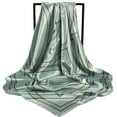 thumbnail image 3 of Prolriy Silk Scarf for Women Hair Women Casual Scarf Silk Flower Printed Silk Scarf Printing Square Scarf Turban Bandanas for Women Green, 3 of 3