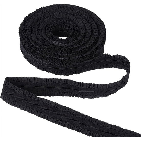 11 Yards Elastic Double Ruffle Stretch Ribbon 6/7 Inch Wide Ruffled Pleated Organza Edging Lace Fabric Trim for DIY