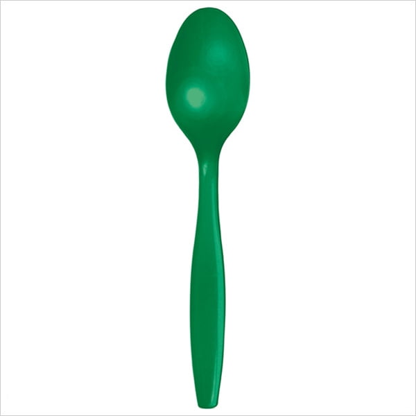 Premium Plastic Spoons Bulk Emerald Green,Pack of 50 EA