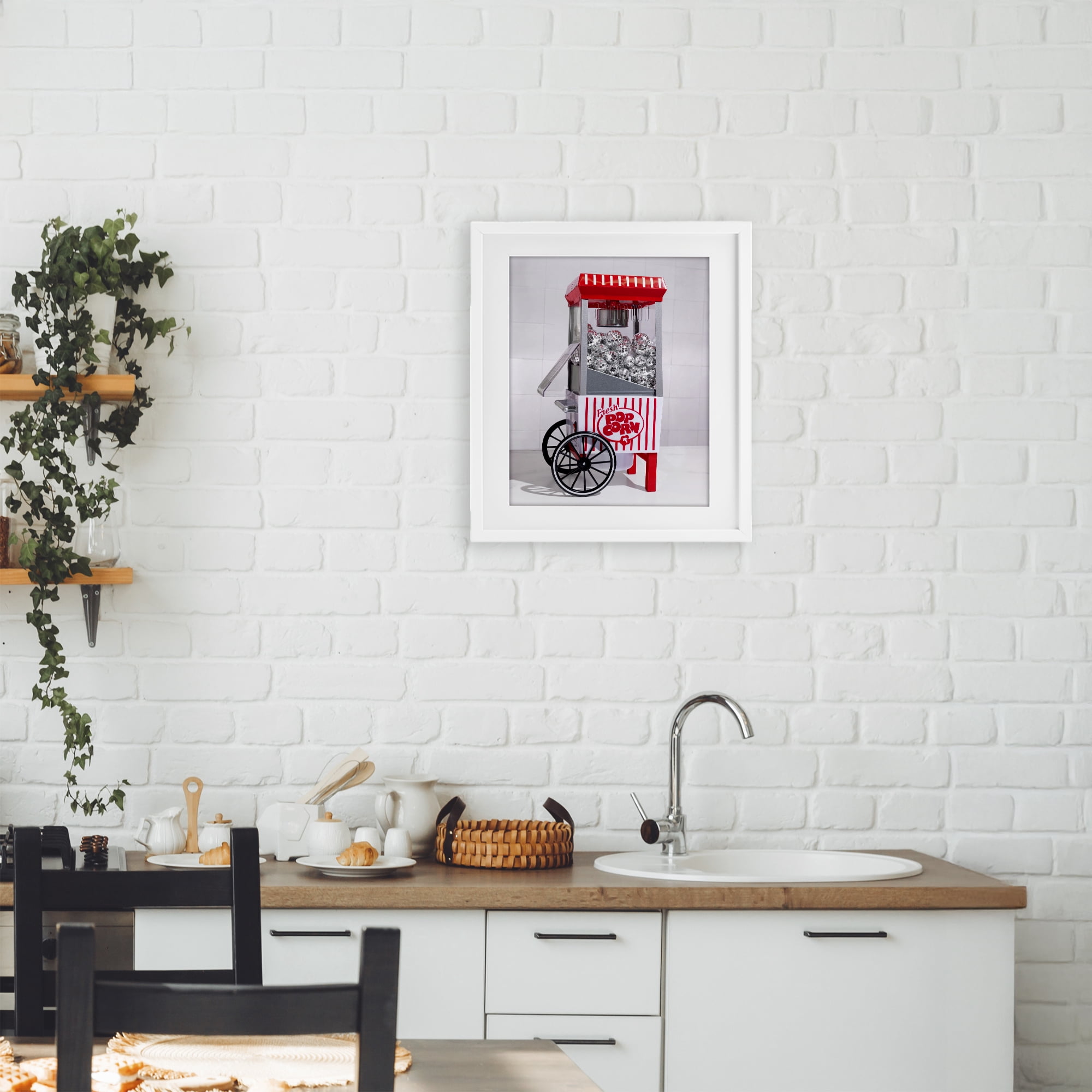 Stupell Industries Fun Disco Popcorn Machine White Framed Print Under Glass, design by LISH Creative