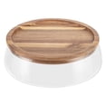 thumbnail image 6 of Glass Candy Nuts Serving Storage Container Snack Tray Plates with Wooden Lid, 6 of 10