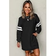 thumbnail image 5 of Women's Black Varsity Contrast Banded Sleeve Shift Sweatshirt Dress | L, 5 of 5