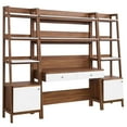 thumbnail image 2 of Modway Bixby 3-Piece Wood Office Desk and Bookshelf in Walnut White, 2 of 5