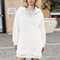 thumbnail image 3 of Shacket for Women Casual Trendy Solid Long Sherpa Jackets Winter Warm Zip Up Coats with Hood, 3 of 4