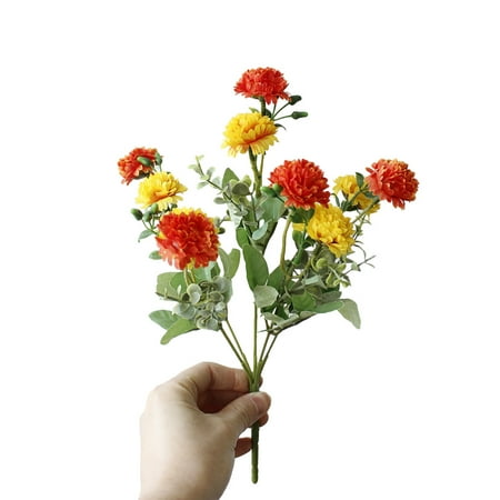 HONMEET Silk Fake Flower Bouquet Orange Artificial Cloves for Seasonal Home Decoration