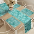 thumbnail image 2 of Ambesonne Ocean Table Runner & Placemats, Swirled Spiral Sea Waves, Placemat 4 pcs + Runner 14"x90", Aqua, 2 of 2