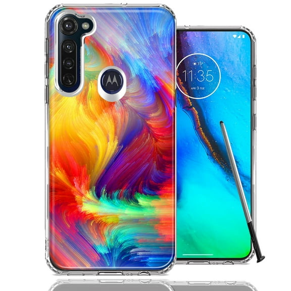 MUNDAZE For Motorola Moto G Stylus Feather Paint Design Double Layer Phone Case Cover