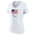 thumbnail image 2 of Women's  White Team USA 2024 Paralympics Primary Logo V-Neck T-Shirt, 2 of 3