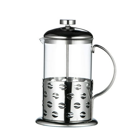 

HOMEMAXS Stainless Steel Pressure Coffee Pot Heat Resistant Low Temperature Glass Teapot Kettle Coffee Bean Pattern (1000ml)