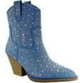 thumbnail image 5 of Forever Women Cowgirl Cowboy Western Ankle Boots Pointy Toe Rhinestone Bling Short Booties RIVER-01 Blue Denim 7, 5 of 5