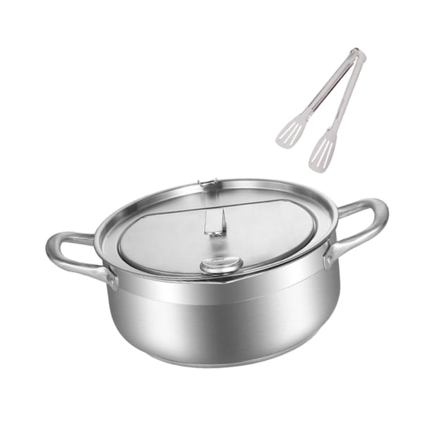 Sartén de acero inoxidable, utensilio de cocina con termómetro para freír pollo 24 cm