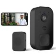 thumbnail image 1 of Cámara de timbre con vídeo inalámbrico inteligente, timbre inalámbrico Wifi de alta definición de 2,4 GHz (negro), 1 of 5