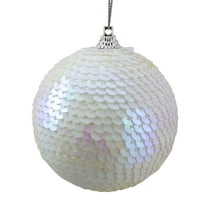 Northlight 3" White Iridescent Sequin Shatterproof Ball Christmas Ornament