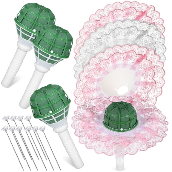 Artificial Flower Bouquet Holder with Lace Collar - DIY Wedding Decor