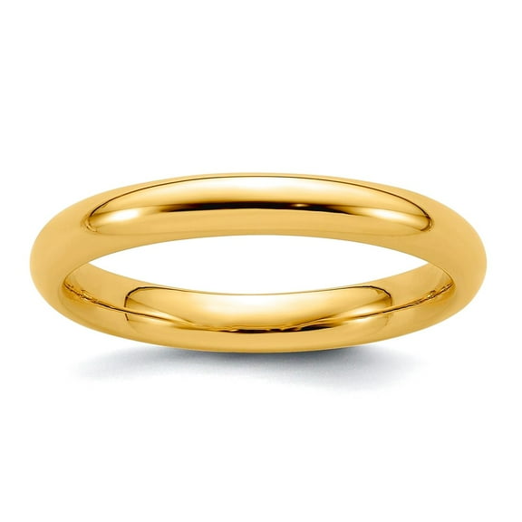 14k Yellow Gold Solid Polished 3mm Comfort-Fit Band Ring Size 9 Ring for Women and Men - 4.4 Grams