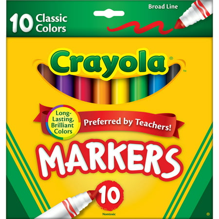 Crayola Classic Broad Line Markers, Classic Colors, 10-Count
