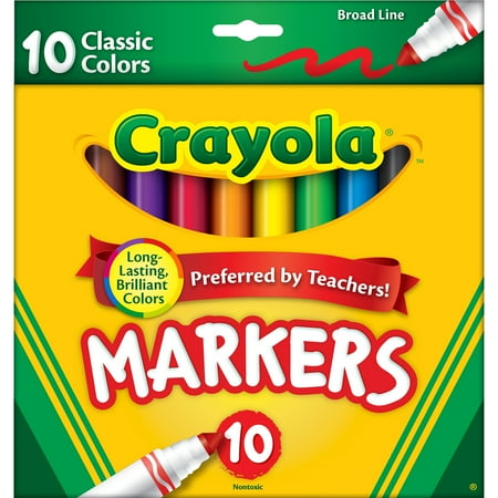 Crayola Classic Broad Line Markers, Classic Colors, 10-Count