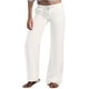thumbnail image 1 of Pantalón de mujer sólido con bolsillo inclinado, cintura baja, pierna acampanada sin cinturón, blanco, extragrande, 1 of 5