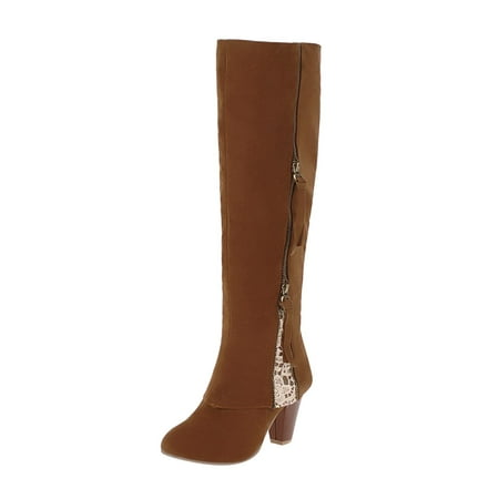 

ZHAGHMIN Women Ankle Boots Women S Autumn And Winter Thick High Heels Round Head Side Zipper Fashion Handsome Retro High Boots Knee High Boots Thigh High Stretch Boots For Women Wide Calf Women S Le