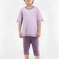 thumbnail image 2 of Ensemble Blouse et Pantalon en Coton Polyester à Manches Courtes et Col Rond pour Garçons et Filles, Tissu Doux et Respirant, Tenue Décontractée pour la Maison, Taille 2-16 Ans, 2 of 9