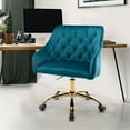 thumbnail image 2 of Accent Chair for Living Room, Velvet Fabric Vanity Chair for Makeup Room, Modern Height Adjustable Office Chair with 360 Degree Swivel, Comfy Upholstered Armchair with Soft Backrest, Teal, D7437, 2 of 10