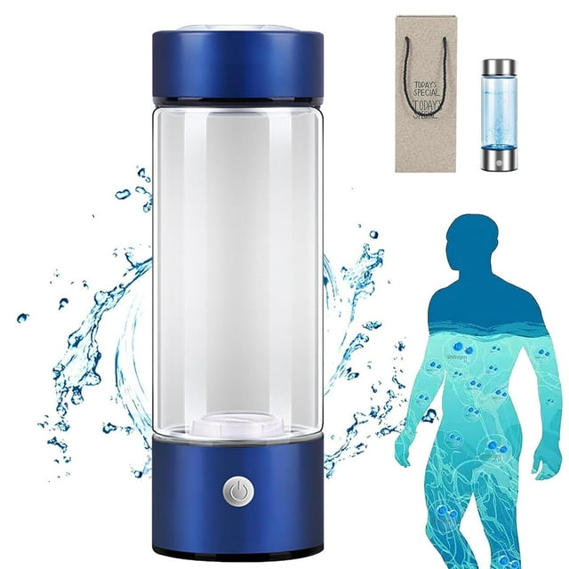 SURJDE Hydropures Hydrogen Water Bottle, Hydrogen Water Bottle-Hydroh, Portable Hydrogen Water Generator Bottle (Blue)