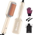 thumbnail image 1 of Cepillo alisador de pelo SDLOGAL, peine alisador para mujer, con 5 temperaturas y calentamiento rápido, fácil de usar, estilo salón, doble voltaje, ideal para viajes (beige), 1 of 5