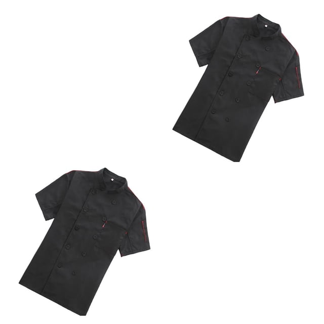 Chaqueta de chef Toystoory para hombre manga corta uniforme transpirable Negro M 2piezas