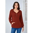 thumbnail image 4 of Womens Solid Hoodies Fall Fashion Casual Long Sleeve Hooded Sweatshirts Loose Comfy Trendy Pullover Tops with Pockets, 4 of 9