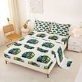 thumbnail image 2 of Castle Fairy Watercolor Garbage Truck Full Size Sheets 4-Piece for Teens, Minimal Seamless Print Bed Sheets for Bedroom, Green, 2 of 6