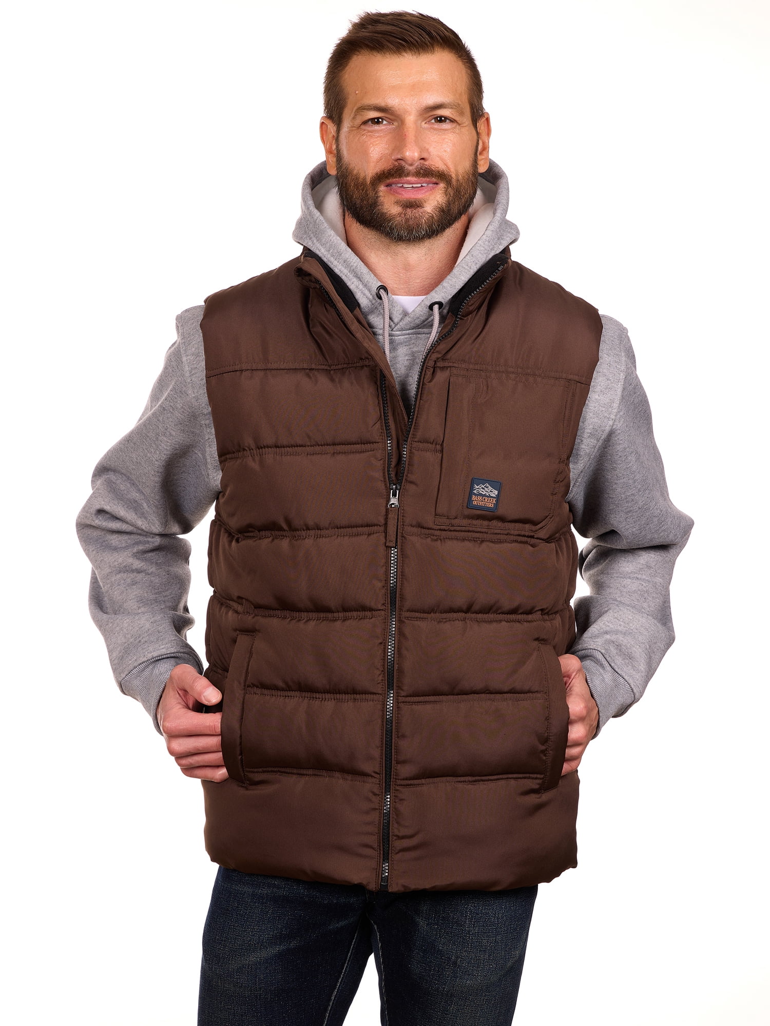 Bass Creek Outfitters Men's Double Needle Quilted Puffer Vest, Sizes M-XXL