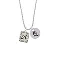 thumbnail image 2 of Delight Jewelry Silvertone Pebble Border Initial - A Silvertone Script Initial Disc - Q - Charm Necklace, 20"+3", 2 of 4