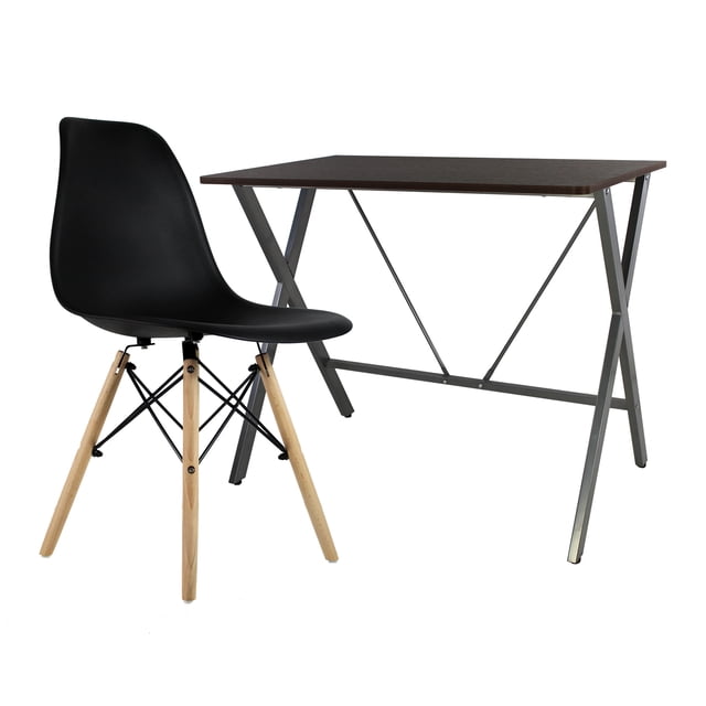 Escritorio JM-1321 y Silla JM-1618 Mundo In KITMOSI0029 Roble Oslo negro