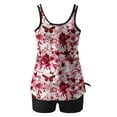 thumbnail image 4 of Staron Women's Modest Swimsuit Two Piece Tankini Set with Shorts Floral Print Beach Vacation Swimwear, Red XXL, 4 of 6