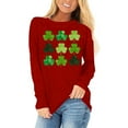 thumbnail image 3 of Erwazi St Patricks Day Women Long Sleeve T-Shirts Crewneck Clover Print Cute Tee Tops, 3 of 5