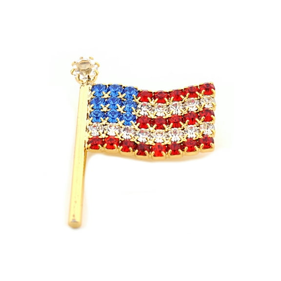 USA Flag Pin Gold Small Wavy American Flag Pin