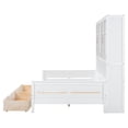 thumbnail image 4 of Euroco Wood Full Size Platform Bed with Drawers, Captain Bed with Glass-Door Cabinets and LED Light, White, 4 of 16