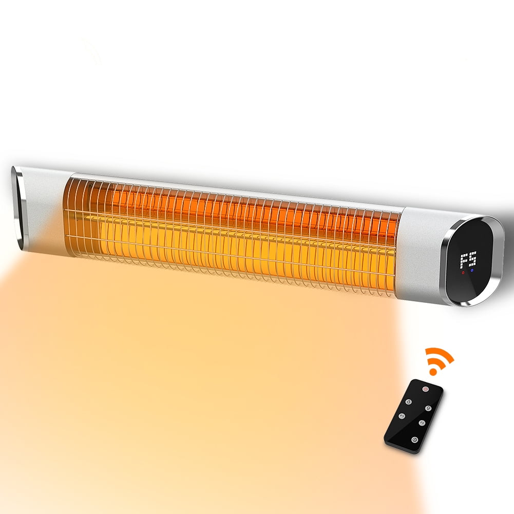 Fast Heating and Super Quiet for Large Room and Garage TRUSTECH 1500W Electric Patio Heater with Remote Control and LCD Display Patio Heater Outdoor/Indoor Wall-Mounted Infrared Heater with 24H Timer 