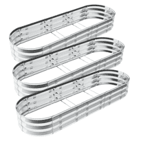 Raised Garden Bed Galvanized Metal Planter Box, 67"D x 20"W x10"H, 7 cu. ft. Silver,3Pack